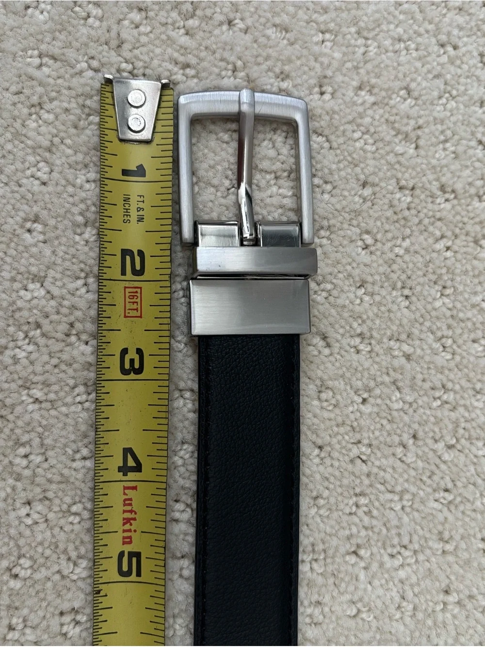 Youth Boys Reversible Black & Brown Leather Belt with Silver Buckle
